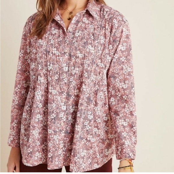 Anthropologie Pilcro Sasha Smocked Floral Top - Picture 2 of 10